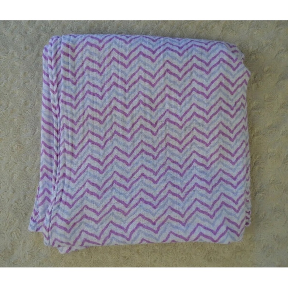 Yoga Sprout Chevron Baby Blanket Swaddle Muslin Purple White Zig Zag